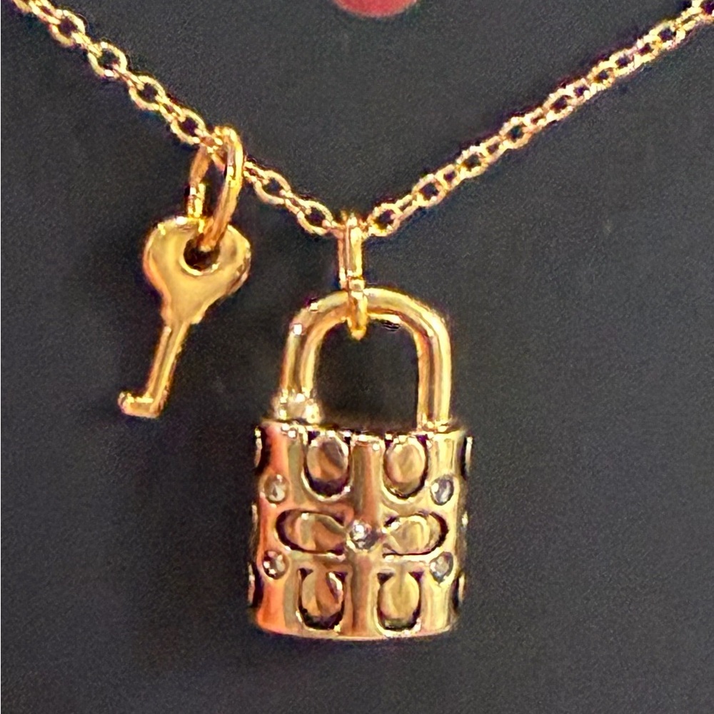 Coach Gold Lock and Key Necklace - Picture 3 of 6